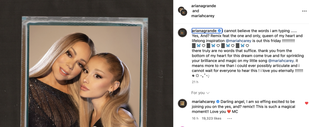 Mariah and Ariana instagram